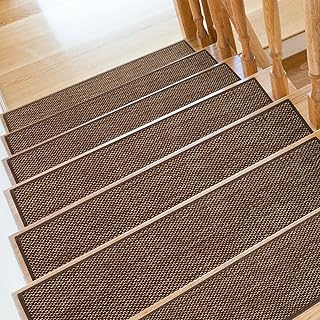 SMILOOL Non Slip Stair Treads for Wooden Steps Indoor, Carpet Stairs Runner 15 Pack 9" x 36" Stair Tread Rugs for Wood Stairs, Machine Washable Step Runners, Stair Pads for Pet, Brown