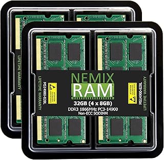 نيميكس رام مجموعة ترقية ذاكرة سوديم 32GB 4X8GB DDR3L 1867MHz / 1866MHz PC3L-14900 2Rx8 CL13 متوافقة مع ابل اي ماك 17.1 اواخر 2015 27 انش شاشة ريتينا 5K