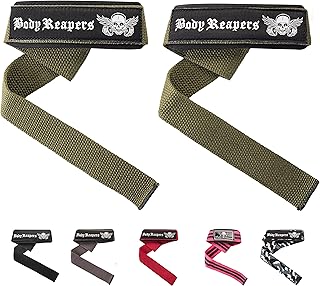 Body Reapers Lifting Straps for Weightlifting Women & Men - 24 Inch Long Padded Neoprene Cotton Deadlift Straps for Strength Training, Deadlifting with Extra Hand Grips Support