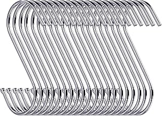 دي-باي 20 عبوة من خطافات S مقاس 3.5 انش شديدة التحمل على شكل حرف S، خطافات على شكل حرف S، خطافات للتعليق في الهواء الطلق، خطافات اكواب، شماعات كبيرة للمطبخ والحمام وغرفة النوم والمكتب (فضي)