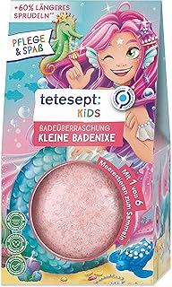 tetesept Kids Bath Surprise Small Bath ixe - Bubbly Bath Bomb with Sea Animal Collectible Figure - Pink Sparkling Fun and Skin Care Formula - 6 x 183 g