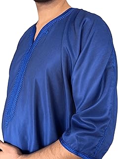 Nourfes Men's Kaftan Ethnic Robe Muslim Arab Islamic Clothing Moroccan Clothing Jelaba Men's Ramadan Clothing