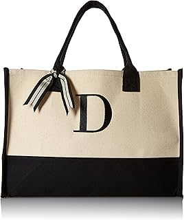 Mud Pie Initial Canvas Tote Bag