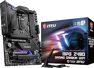 MSI لوحة ام للالعاب Z490 كربونية من بي جي ايه تي اكس انتل كور الجيل 10 مقبس LGA 1200 DDR4 SLI/CF فتحات M.2 مزدوجة USB 3.2 الثاني واي فاي 6 DP/HDMI اضاءة غامضة