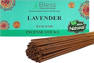 Bless-Lavender-Incense-Sticks 100%-Natural-Handmade-Hand-Dipped-Incense-Sticks Organic-Chemicals-Free For-Purification-Relaxation-Positivity-Yoga-Meditation The-Best-Woods-Scent (100 Sticks (150GM))