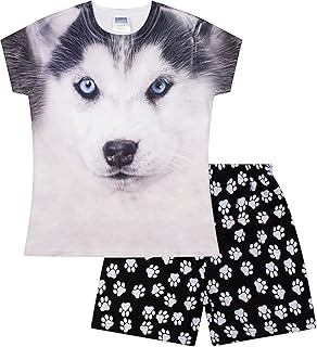 Girls Boys Cute Husky Dog Style short Pyjamas Paw Print