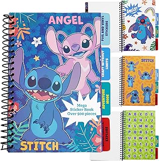 Disney Stitch Sticker Book for Girls and Teens, Pack Stickers of 28 Sheets 250+ Children's Stickers, Gift Ideas for Her