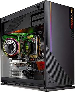 سكاي تيك جيمينج كمبيوتر مكتبي ازور - AMD رايزن 5 3600 3.6GHz، RTX 3070 8GB، 16GB DDR4 3200، ذاكرة مستديمة 1TB، وحدة امداد طاقة ذهبية 650 واط، ويندوز 10 هوم 64 بت، اسود