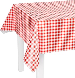 LILENO HOME Washable Tablecloth Sold by the Metre 220 x 140 cm (Cut Edge) in Checked Red Motif - Oilcloth Tablecloth Water-Repellent Ideal as a Table Cloth or Table Runner for Beer Tent Set