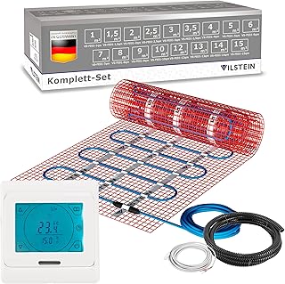 سخان كهربائي تحت الأرض من فيلستاين للبلاط المعزول والمزيد I مجموعة كاملة I نظام تسخين بتقنية مزدوجة I بساط تسخين أرضي 150 واط / متر مربع I 13 × 1.5 قدم - 2 متر مربع