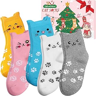 Cat Socks Christmas Gifts for Women: Cute Novelty Funny Cat Lovers Gifts for Women Ladies Winter Warm Thermal Socks 4-7, Stocking Fillers Women Teen Girl Xmas Gift Ideas for Her Girlfriend Mum Present