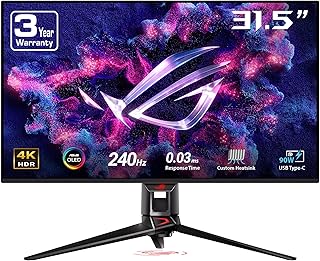 اسس شاشة العاب روج سويفت 32 انش 4K OLED (PG32UCDM) - UHD (3840 × 2160)، QD-OLED، 240Hz، 0.03 مللي ثانية، متوافقة مع جي سينك، مشتت حراري مخصص، فيلم جرافين، 99% DCI-P3، ترو 10 بت، 90 واط USB-C، ضمان 3