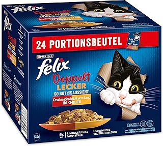 FELIX As Good As It Looks Double Delicious Cat Food Wet in Jelly, Variety Mix, Pack of 4 (4 x 24 Bags of 85 g)