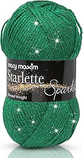 (زمردي) - خيوط ماري ماكسيم Starlette Sparkle "Emerald" 4 خيوط صوفية متوسطة الوزن لمشاريع الحياكة والكروشيه 98% اكريليك و2% بوليستر 4 طبقات - 196 ياردة