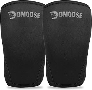 DMoose Knee Sleeves for Men & Women, Perfect for Weightlifting, Powerlifting, Squats. IPL Approved, 7mm Thick - Best for Lifting & Gym Workouts. Provides Compression & Support for Squatting