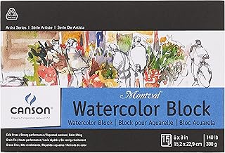كانسون ورق الوان مائية مونتفال من ارتيست سيريز، قابل للطي، 6 × 9 انش، 15 ورقة (140 باوند/300 غرام) - ورق فني للبالغين والطلاب - الوان مائية ووسائط مختلطة وعلامات ومجلات فنية