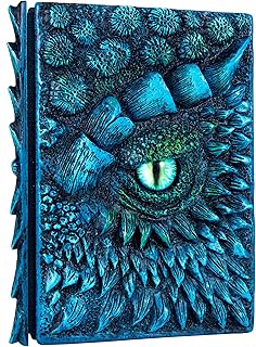 3D Dragon Eye Embossed Journal,Resin Engraving Notebook,Dnd notebook for Dragon Lovers ，Blank Paper,Hardcover Travel Notepad for Writing,Sketchbook,Collection,Gift,Decoration A4 and A5 Size (A5-Blue)