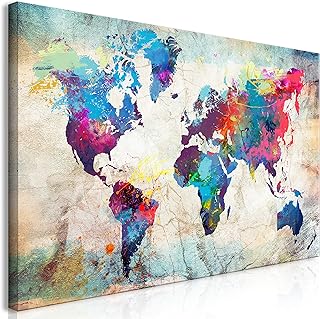 murando Wall Picture Mega XXXL World Map One Piece XXL Format Art Print for Self-Assembly Canvas Pictures Modern Pictures DIY Wall Decoration Home Decoration Continents World Map